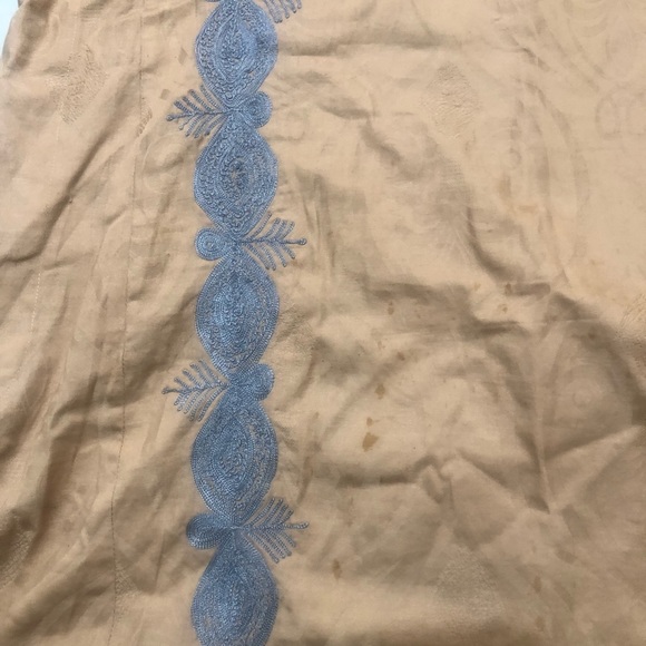 Tan and blue embroidered dashika - Picture 3 of 5